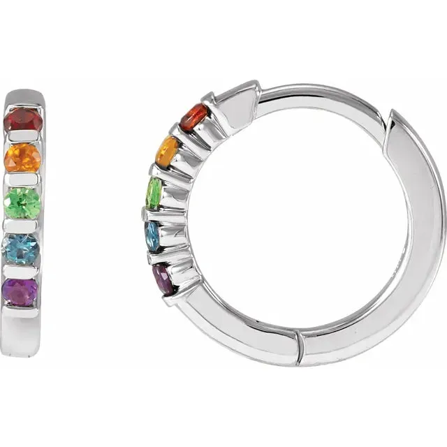 Earrings Fire Brilliance Rainbow Multi Stone Huggies Hoop Earrings