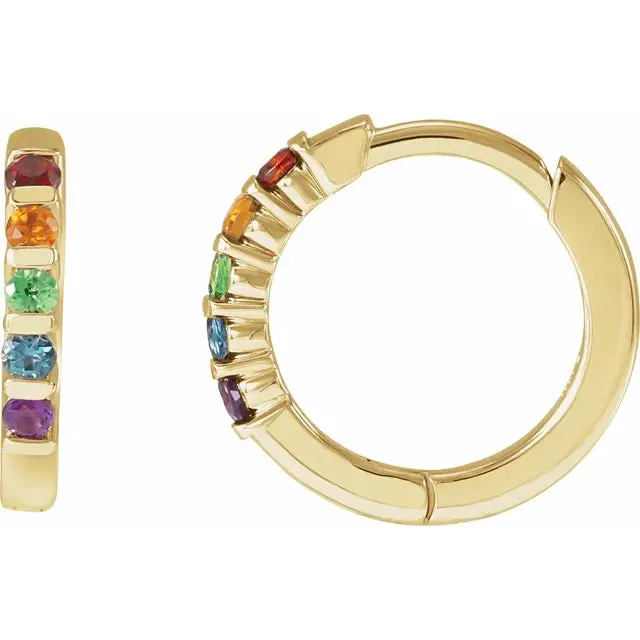 Earrings Fire Brilliance Rainbow Multi Stone Huggies Hoop Earrings