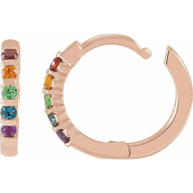 Earrings Fire Brilliance Rainbow Multi Stone Huggies Hoop Earrings