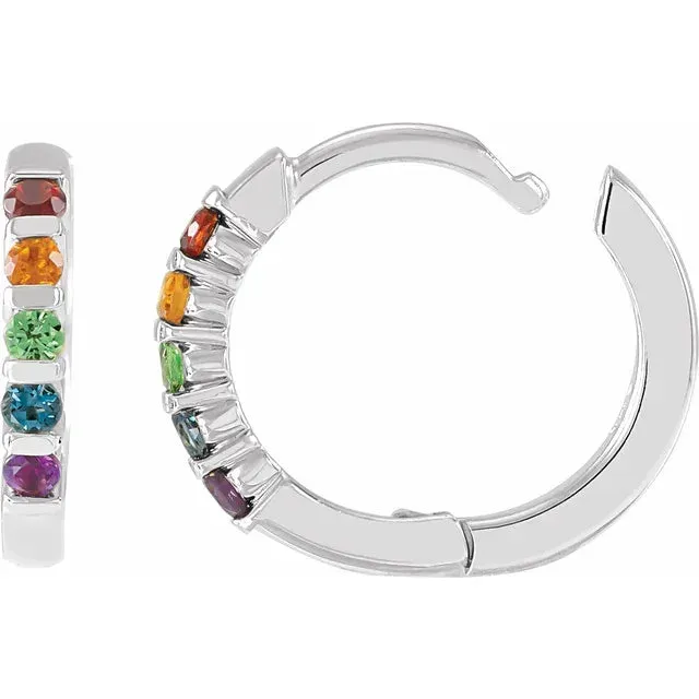 Earrings Fire Brilliance Rainbow Multi Stone Huggies Hoop Earrings