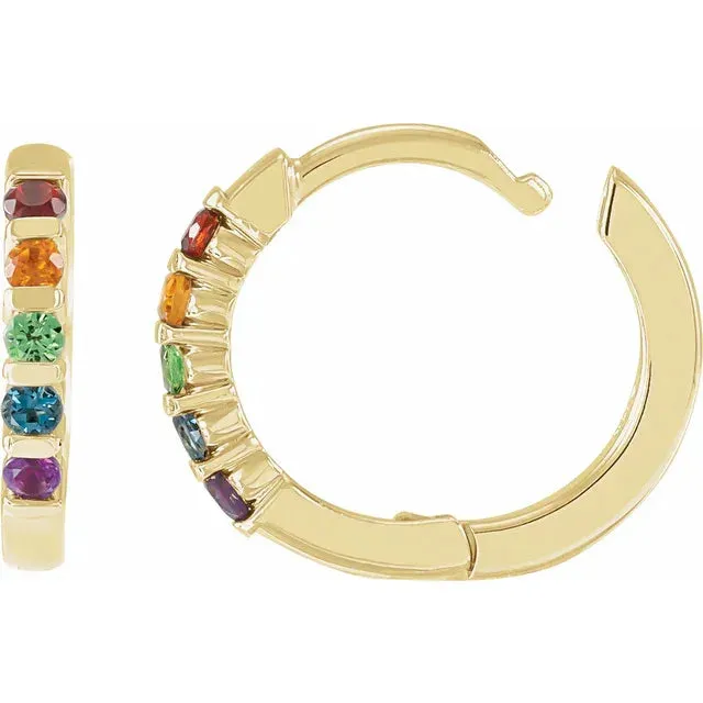 Earrings Fire Brilliance Rainbow Multi Stone Huggies Hoop Earrings
