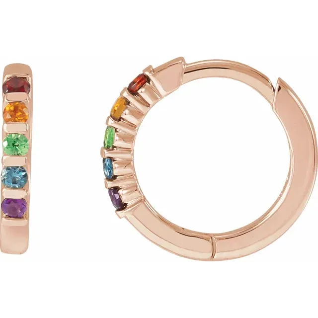 Earrings Fire Brilliance Rainbow Multi Stone Huggies Hoop Earrings