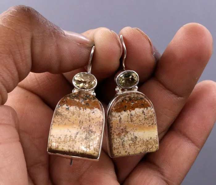 Earrings Indian bollywood style handmade excellent stone jadau hoops warring dangle s155 TRIBAL ORNAMENTS