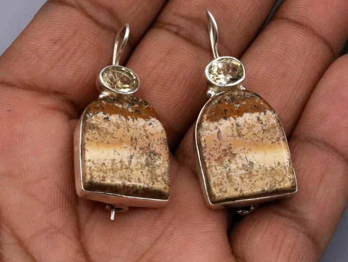 Earrings Indian bollywood style handmade excellent stone jadau hoops warring dangle s155 TRIBAL ORNAMENTS