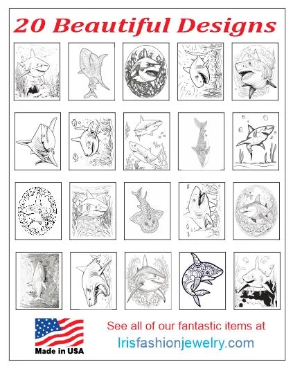 Earrings Iris Fashion Jewelry AB06 Shark Attack Coloring Book