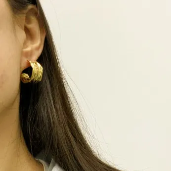 Earrings Jewelvers 18K GoldFilled Hammered Hoop Earrings Earrings Jewelvers 18K GoldFilled Hammered Hoop Earrings