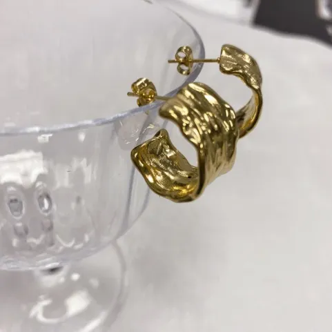 Earrings Jewelvers 18K GoldFilled Hammered Hoop Earrings Earrings Jewelvers 18K GoldFilled Hammered Hoop Earrings