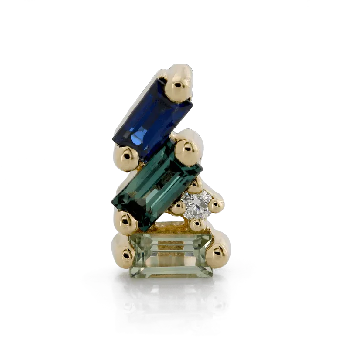 Earrings Leaning Trio Baguettes Cool Sapphires Suzanne Kalan