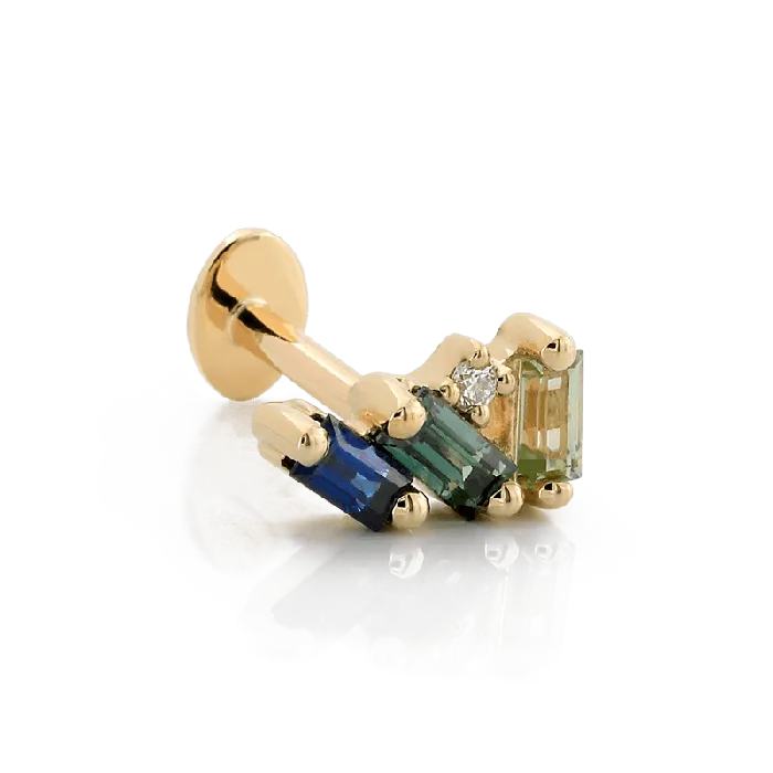 Earrings Leaning Trio Baguettes Cool Sapphires Suzanne Kalan