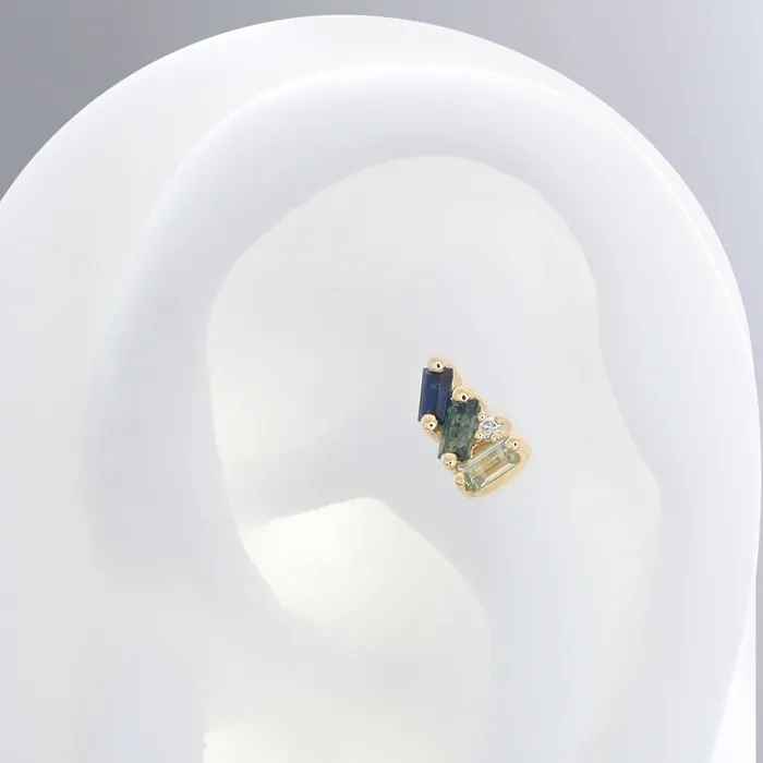 Earrings Leaning Trio Baguettes Cool Sapphires Suzanne Kalan