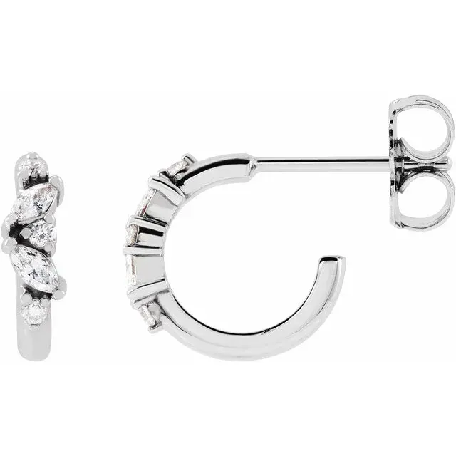 Earrings Natural Diamond Huggie Hoop Earrings Fire Brilliance 
