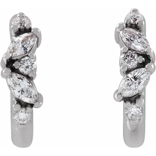 Earrings Natural Diamond Huggie Hoop Earrings Fire Brilliance 