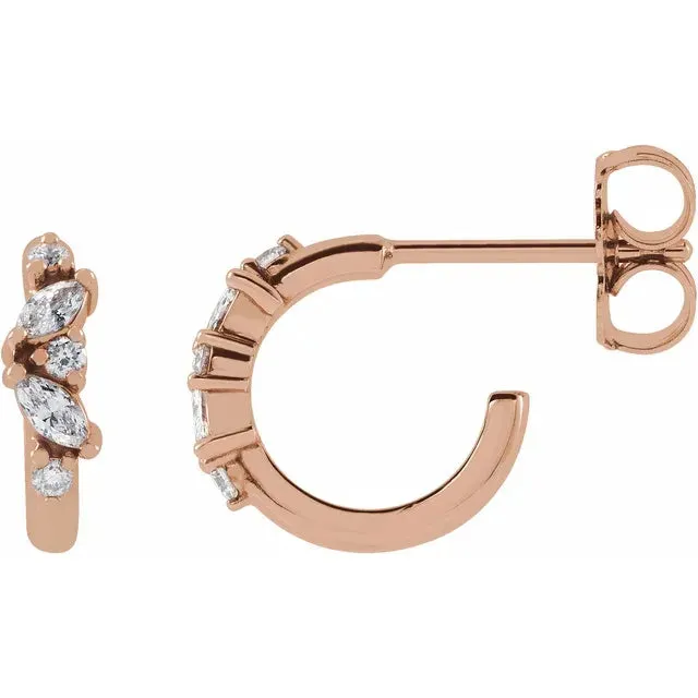 Earrings Natural Diamond Huggie Hoop Earrings Fire Brilliance 