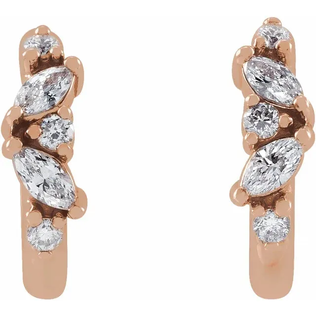 Earrings Natural Diamond Huggie Hoop Earrings Fire Brilliance 