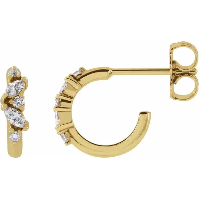 Earrings Natural Diamond Huggie Hoop Earrings Fire Brilliance 