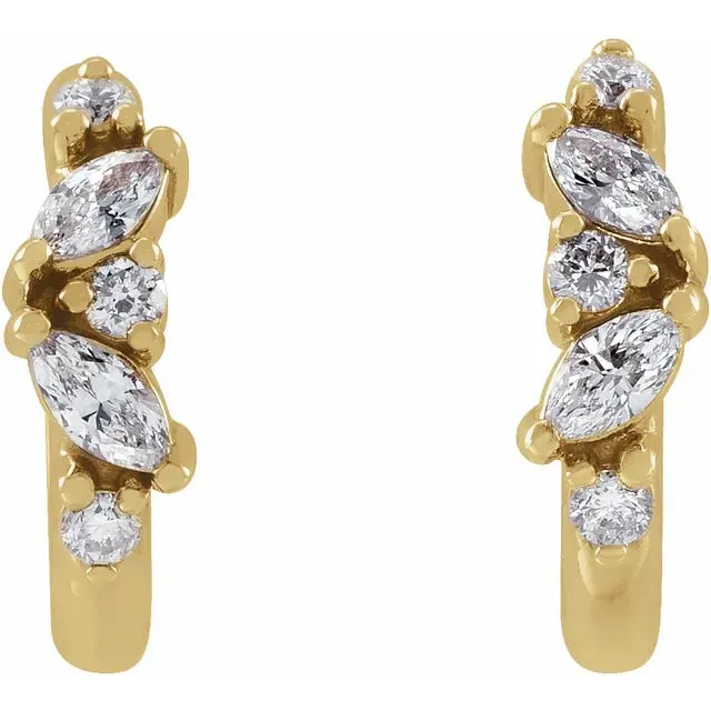 Earrings Natural Diamond Huggie Hoop Earrings Fire Brilliance 