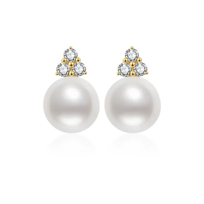 Earrings Pearly Lustre 18K Solid Gold Top Grade Freshwater Pearl Earrings KE00199 Earrings Pearly Lustre 18K Solid Gold Top Grade Freshwater Pearl Earrings KE00199