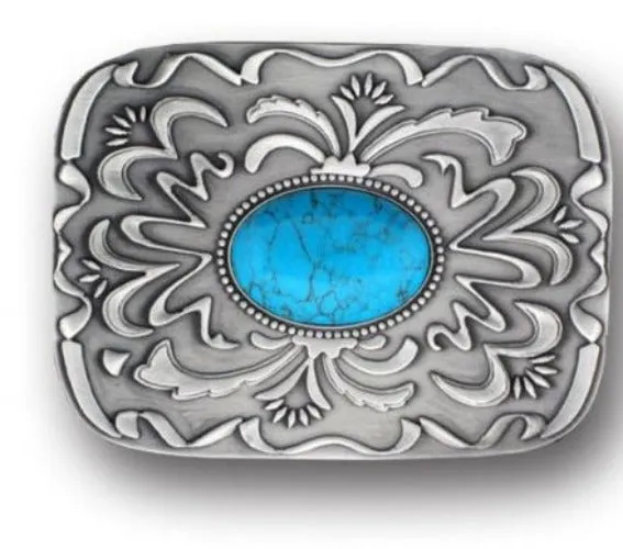 Earrings POLLY BU148 Turquoise Crackle Stone Western Belt Buckle