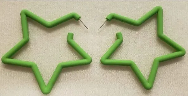 Earrings POLLY E1844 Green Star Hoop Earrings