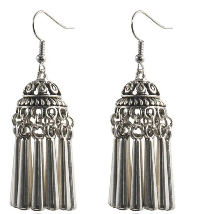 Earrings polly E766 Silver Dome Shape Tassel Earrings