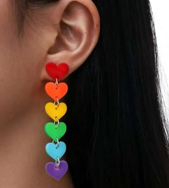 Earrings polly E780 Multi Color Heart Dangle Earrings