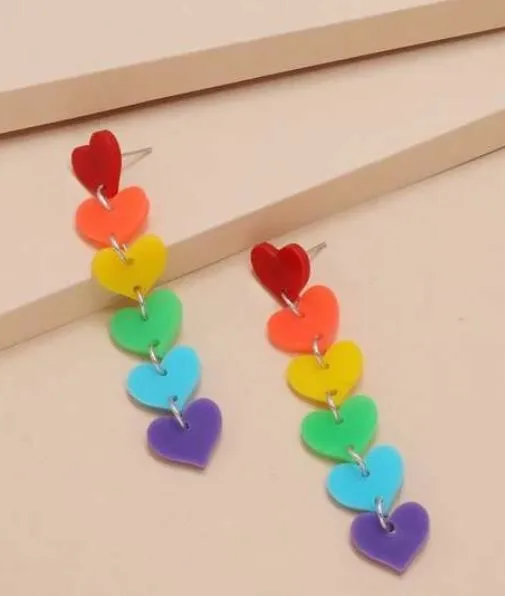 Earrings polly E780 Multi Color Heart Dangle Earrings
