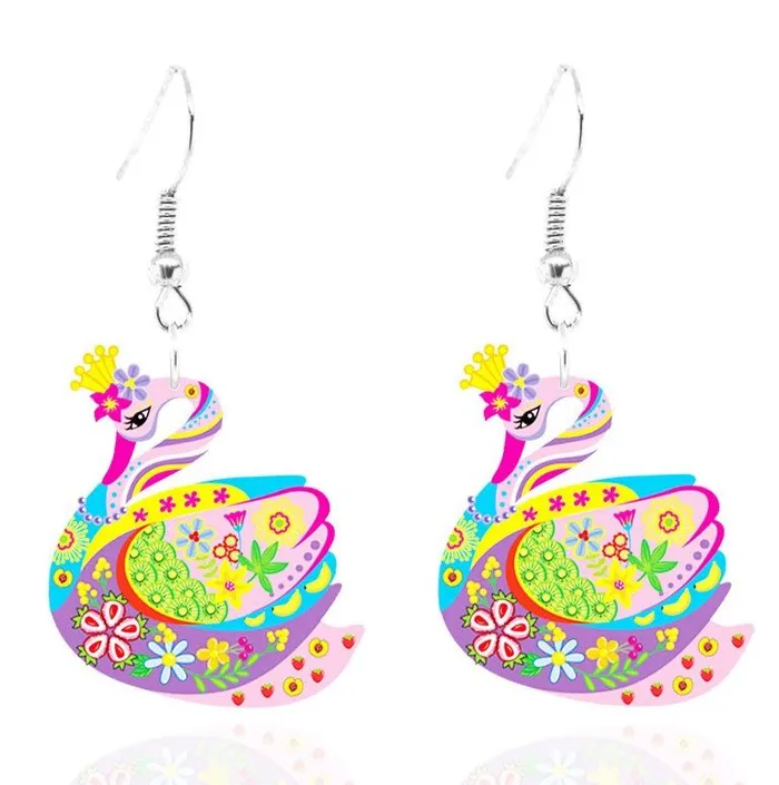 Earrings polly E832 Colorful Acrylic Swan Earrings