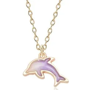 Earrings polly L303 Gold Lavender Glitter Dolphin Necklace FREE EARRINGS