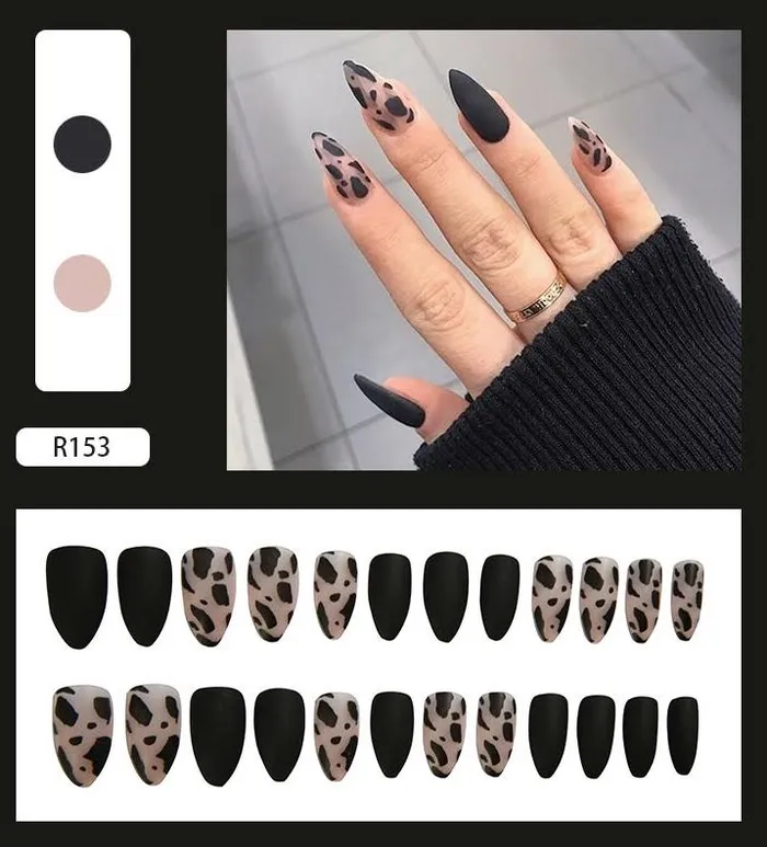 Earrings Polly NS404 Medium Length Almond Press On Nails 24 Pieces R153