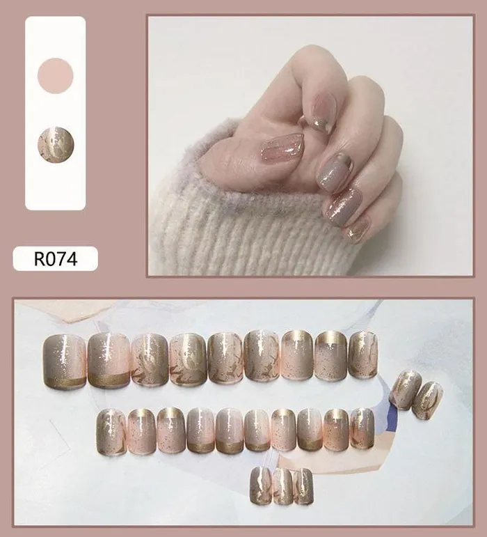 Earrings Polly NS602 Short Press On Nails 24 Pieces R074