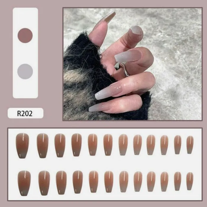 Earrings polly NS646 Extra Long Nails Coffin Press On Glossy 22 Pieces R202