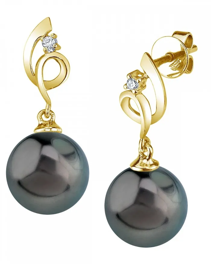 Earrings spt Black Tahitian Pearl Diamond Pirouette Earrings