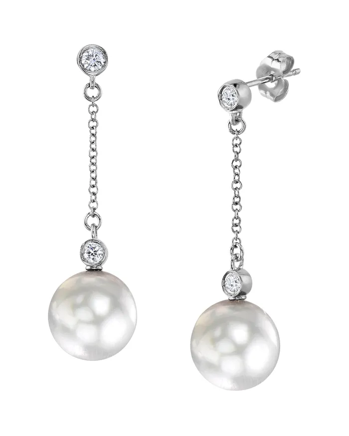 Earrings spt White South Sea Pearl Diamond Leana Dangle Earrings