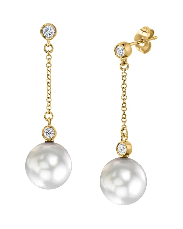 Earrings spt White South Sea Pearl Diamond Leana Dangle Earrings