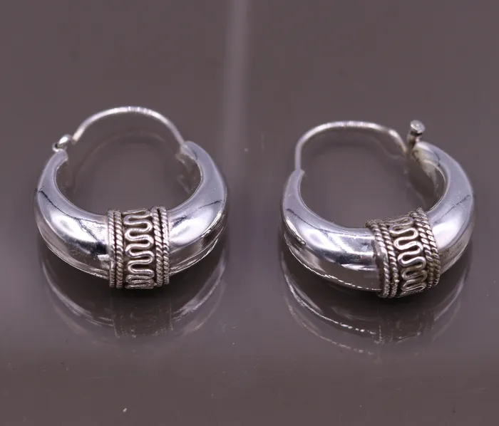 Earrings TRIBAL ORNAMENTS 925 sterling silver ethnic hoops earrings kundal bali vintage design customized tribal belly dance custom made jewelry from india s856