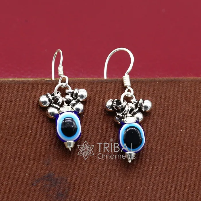 Earrings TRIBAL ORNAMENTS 925 Sterling silver evil eye handmade hoops earring amazing customized drop dangle evil eyes jewelry for girls s1164 Earrings TRIBAL ORNAMENTS 925 Sterling silver evil eye handmade hoops earring amazing customized drop dangle evil eyes jewelry for girls s1164