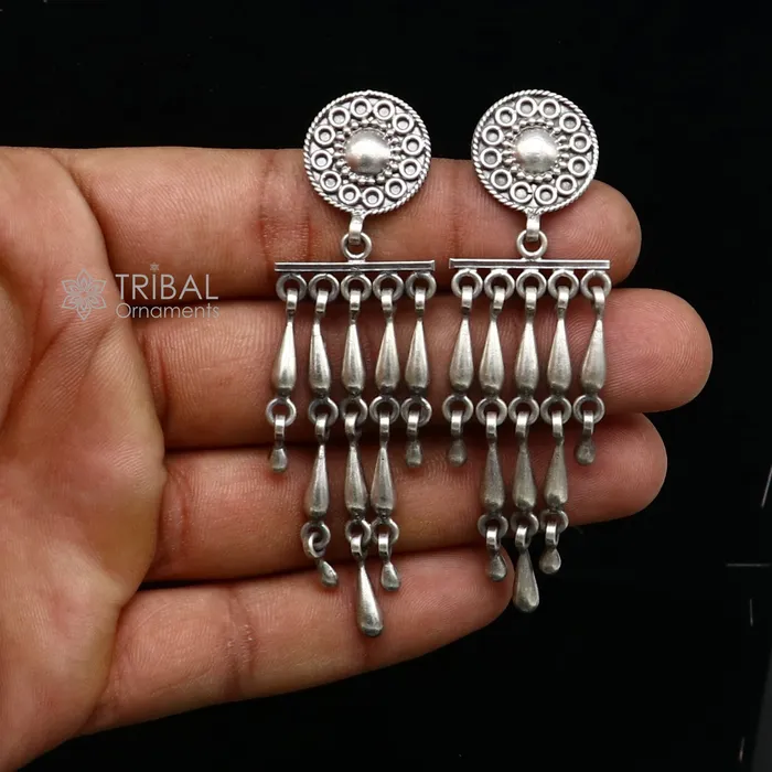 Earrings TRIBAL ORNAMENTS 925 Sterling silver handmade customized vintage Floral stud earring Amazing stylish earring fabulous drop dangle gifting jewelry s1243