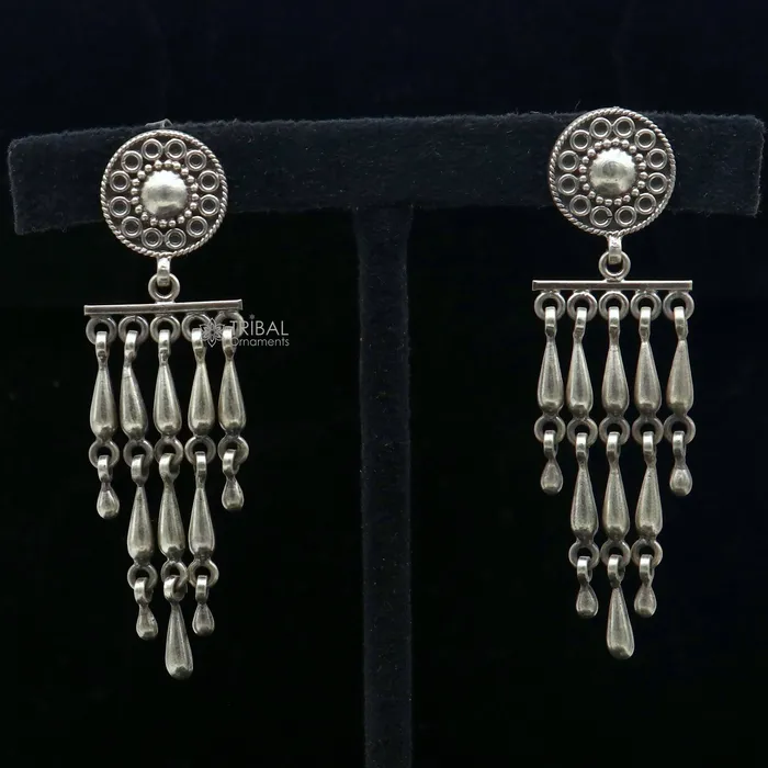 Earrings TRIBAL ORNAMENTS 925 Sterling silver handmade customized vintage Floral stud earring Amazing stylish earring fabulous drop dangle gifting jewelry s1243