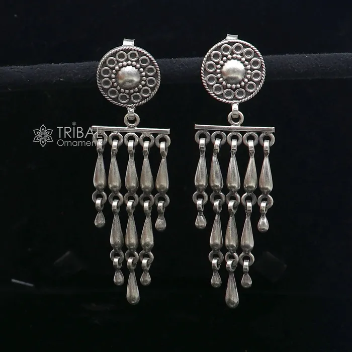Earrings TRIBAL ORNAMENTS 925 Sterling silver handmade customized vintage Floral stud earring Amazing stylish earring fabulous drop dangle gifting jewelry s1243