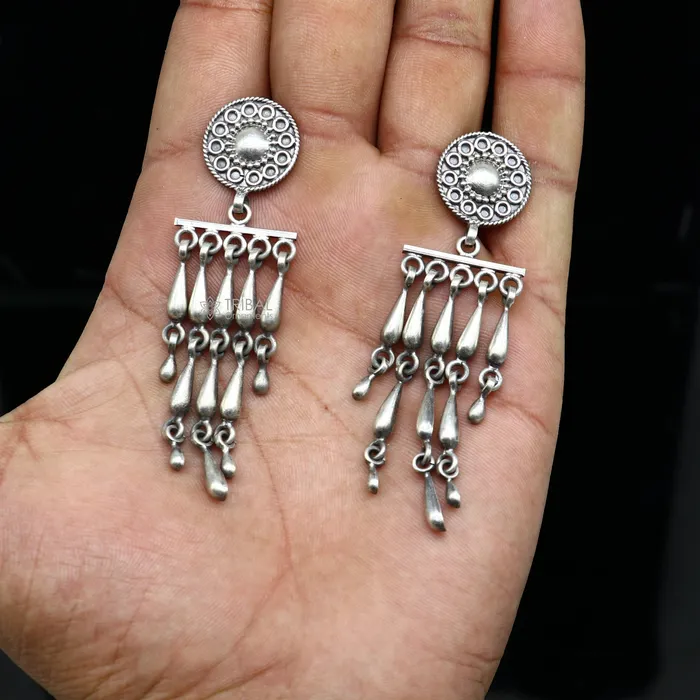 Earrings TRIBAL ORNAMENTS 925 Sterling silver handmade customized vintage Floral stud earring Amazing stylish earring fabulous drop dangle gifting jewelry s1243