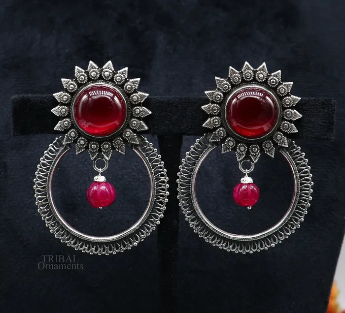 Earrings TRIBAL ORNAMENTS 925 sterling silver traditional style handmade fabulous red glossy stone Stud earrings tribal ethnic style earring ear1150 Earrings TRIBAL ORNAMENTS 925 sterling silver traditional style handmade fabulous red glossy stone Stud earrings tribal ethnic style earring ear1150