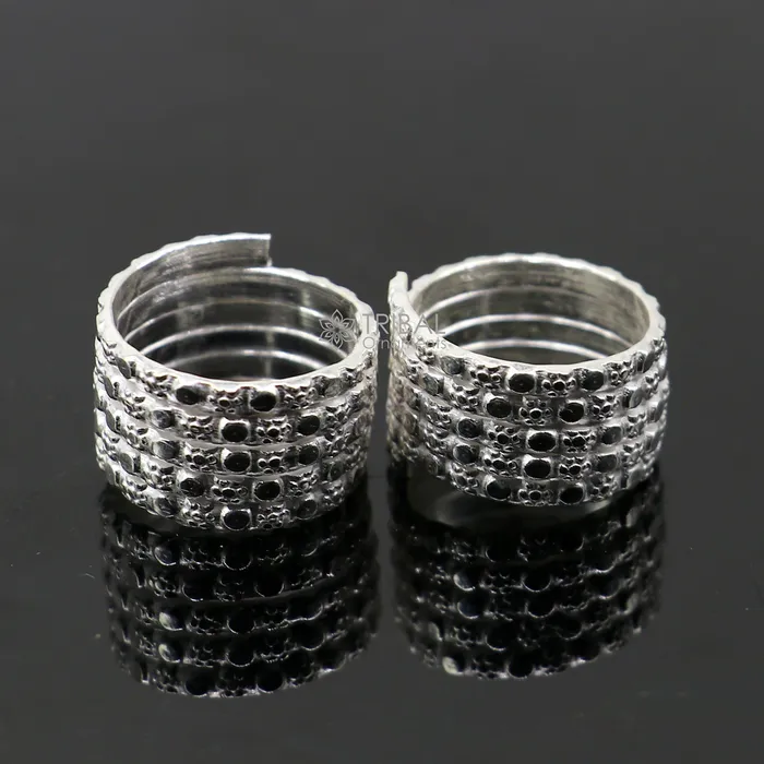 Earrings TRIBAL ORNAMENTS Indian Ethnic style handmade solid silver spiral design toe rings pair excellent tribal customized belly dance hippie boho jewelry ntr85 Earrings TRIBAL ORNAMENTS Indian Ethnic style handmade solid silver spiral design toe rings pair excellent tribal customized belly dance hippie boho jewelry ntr85