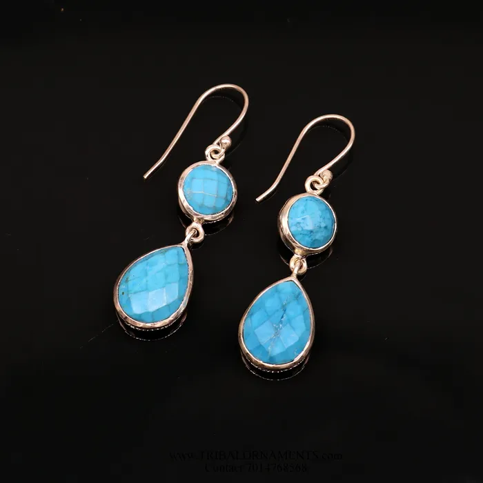 Earrings TRIBAL ORNAMENTS Simulated sapphire 925 silver daily use simulated sapphire hoops earrings s02 Earrings TRIBAL ORNAMENTS Simulated sapphire 925 silver daily use simulated sapphire hoops earrings s02
