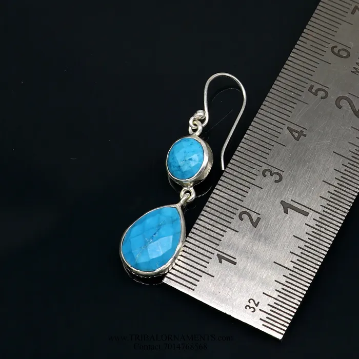 Earrings TRIBAL ORNAMENTS Simulated sapphire 925 silver daily use simulated sapphire hoops earrings s02
