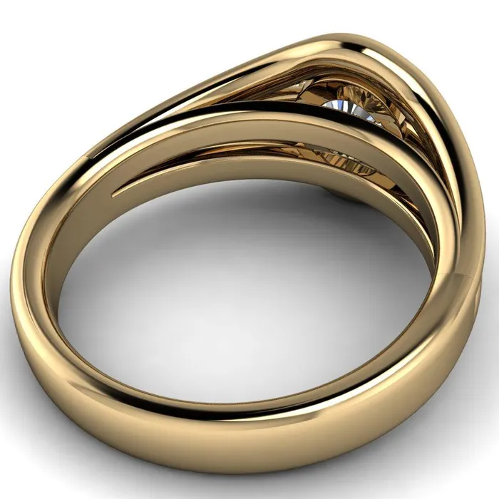 Elaine Round Center Stone HalfBezel Accent Split Shank Ring Fire Brilliance Rings