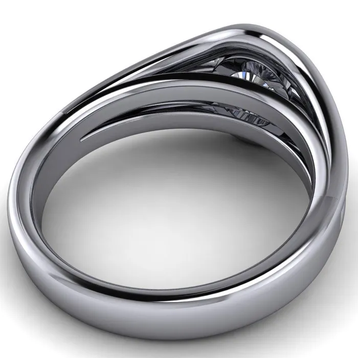 Elaine Round Center Stone HalfBezel Accent Split Shank Ring Fire Brilliance Rings