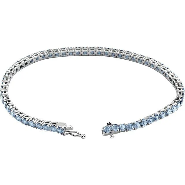 Fire Brilliance Bracelets LabGrown Colored Gemstone Line 725 14K White Gold Bracelet