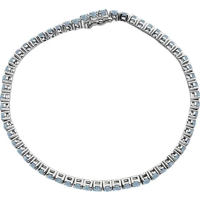 Fire Brilliance Bracelets LabGrown Colored Gemstone Line 725 14K White Gold Bracelet