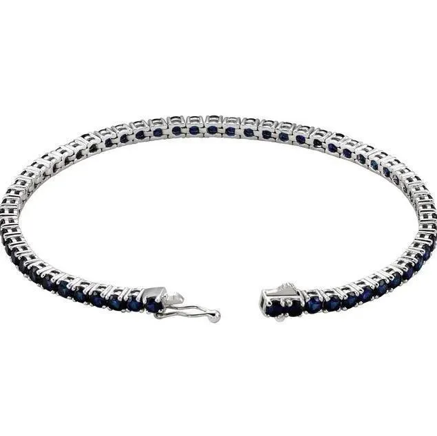 Fire Brilliance Bracelets LabGrown Colored Gemstone Line 725 14K White Gold Bracelet