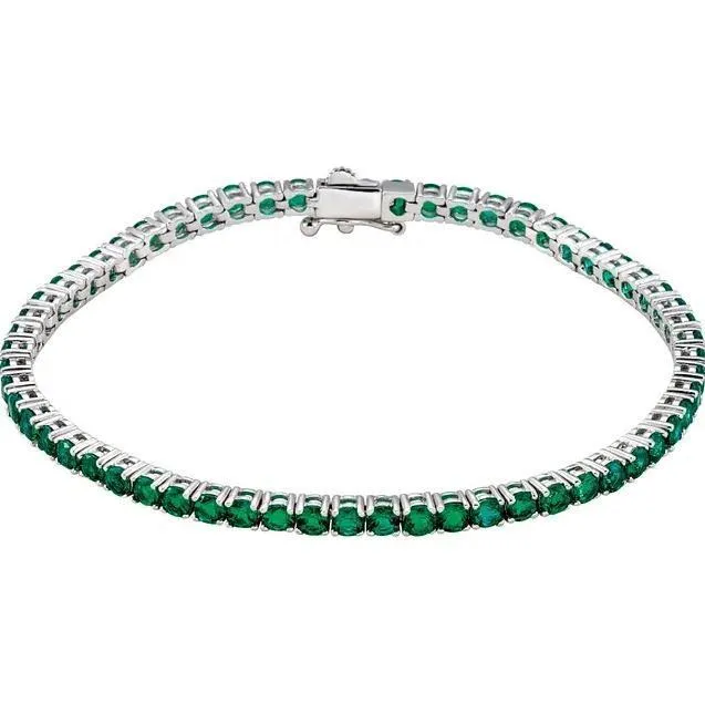 Fire Brilliance Bracelets LabGrown Colored Gemstone Line 725 14K White Gold Bracelet